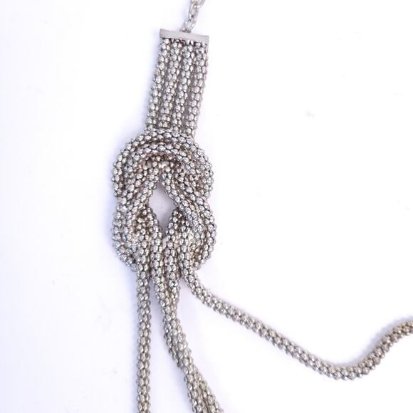 NEW Necklace & Earring Set Silver Tone Triple Chain, Knotted, Long Necklace - Picture 2 of 6